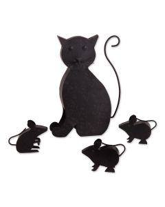 CAT WITH MICE SCULPTURE