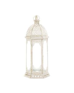 GRACEFUL DISTRESSED WHITE LARGE LANTERN